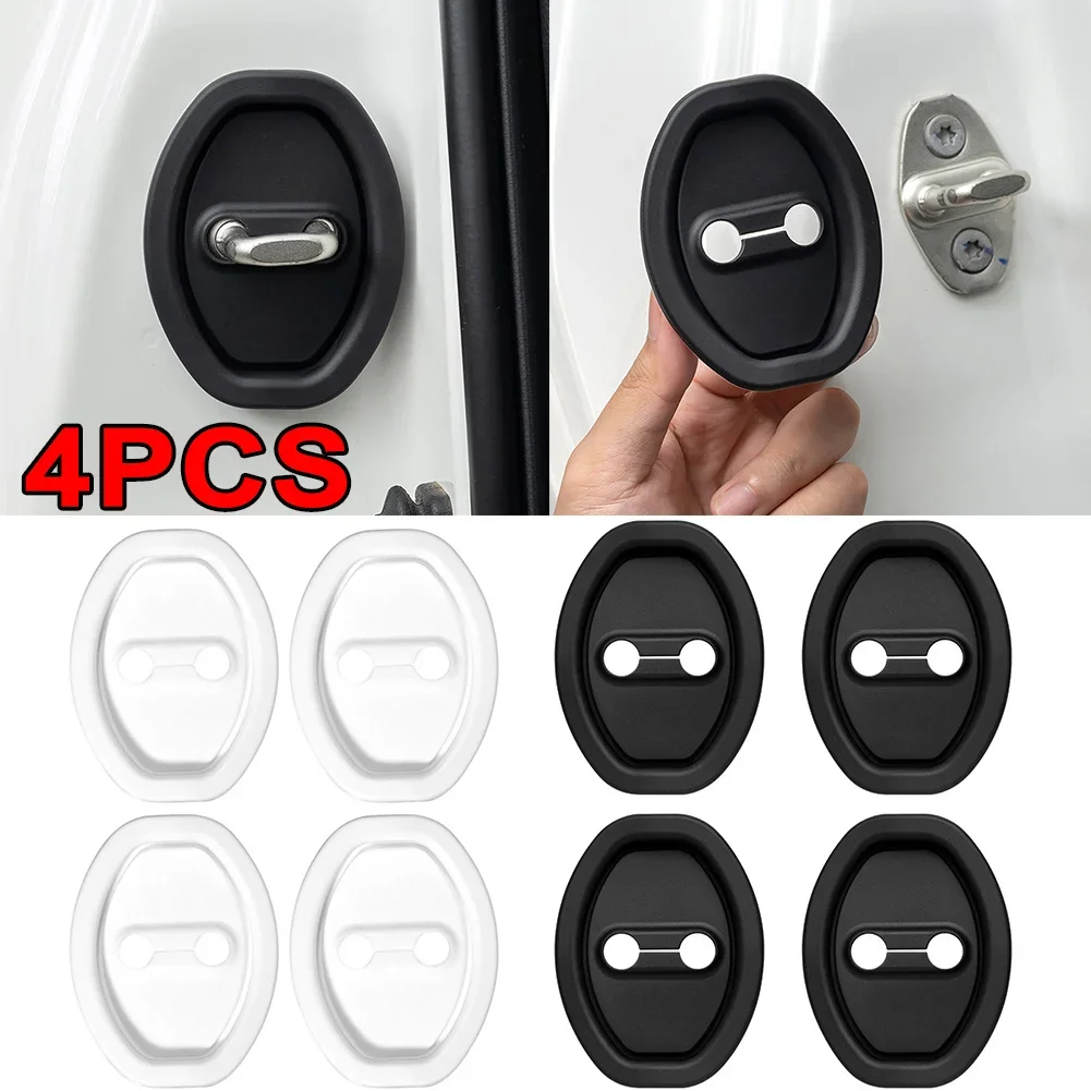 4pcs Car Door Lock Anti-collision Silicone Cover Auto Doors Lock Buckle Mute Protective Cushion Sticker Car Shock Absorber Pad