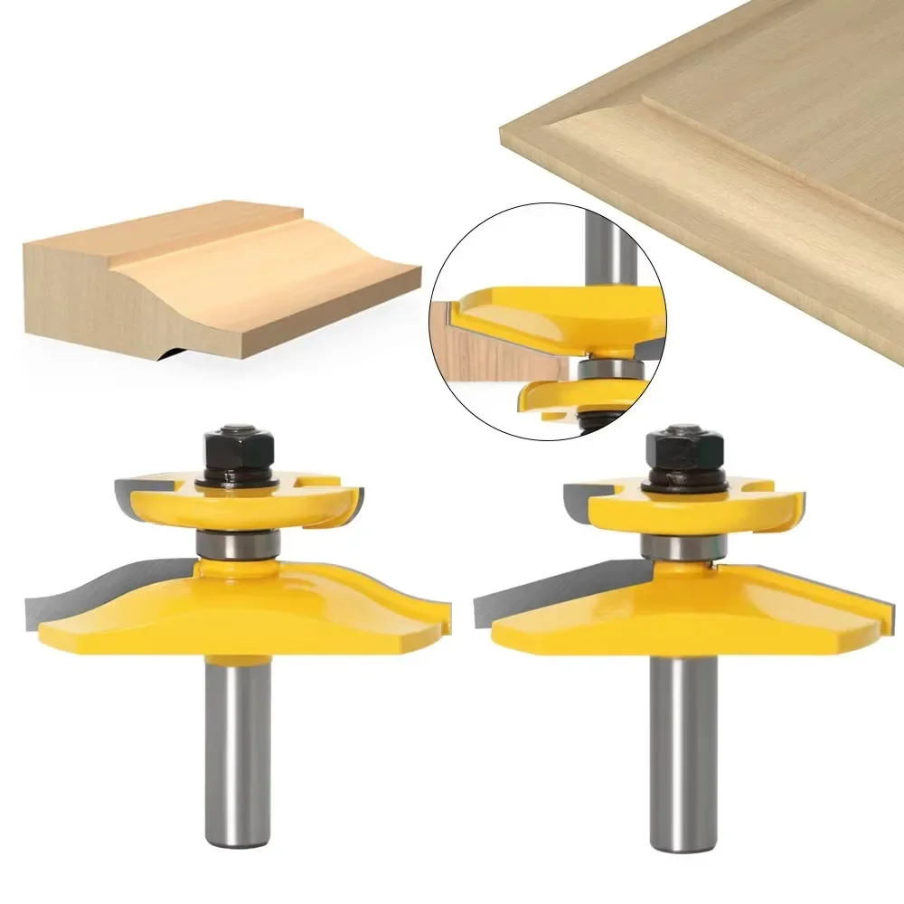 3PC/Set 12MM Shank Milling Cutter Wood Carving Rail & Stile Ogee Blade Cutter Panel Raised Cabinet Router Bit Set Door Tenon