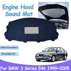 Car Engine Hood Pad for BMW 3 Series E46 1999~2005 318i 325i 320i Heat Sound Insulation Cotton Mat Fireproof Interior Accessorie