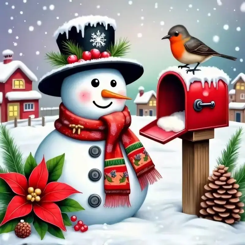 

GATYZTORY Diamond Painting Snowman Full Square Round Diamond Embroidery Needlework 5D DIY Mosaic Winter Scenery Wall Decor