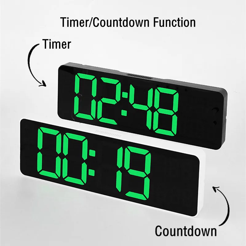 Large Digital Wall Clock Remote Control Temp Date Week Display Timer Countdown Table Clock Wall-mounted Dual Alarms LED Clocks