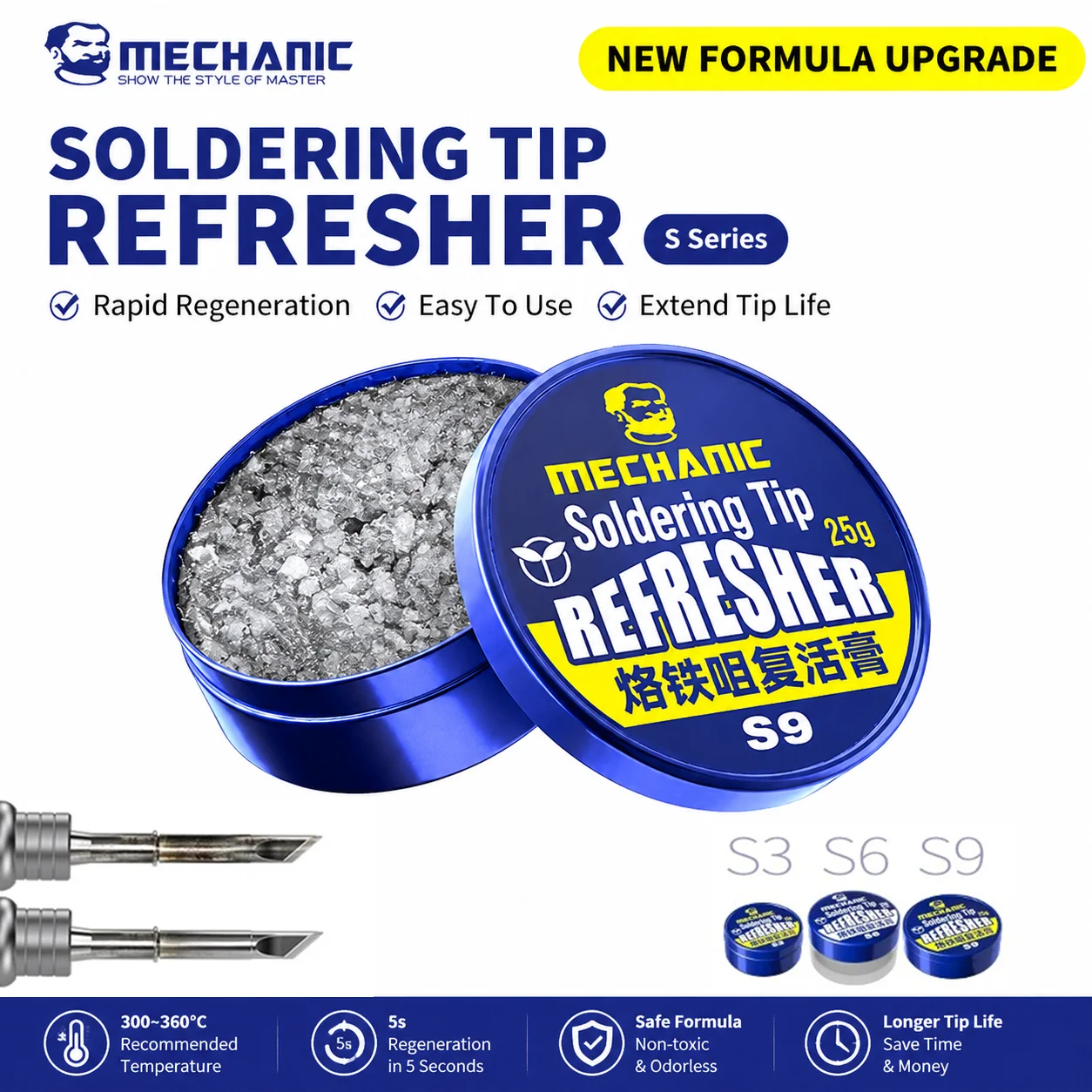 MECHANIC S3/S6/S9 Lead Free Soldering Iron Tip Refresher Tip Tinner Paste for Oxide Removal Solder Tip Cleaning