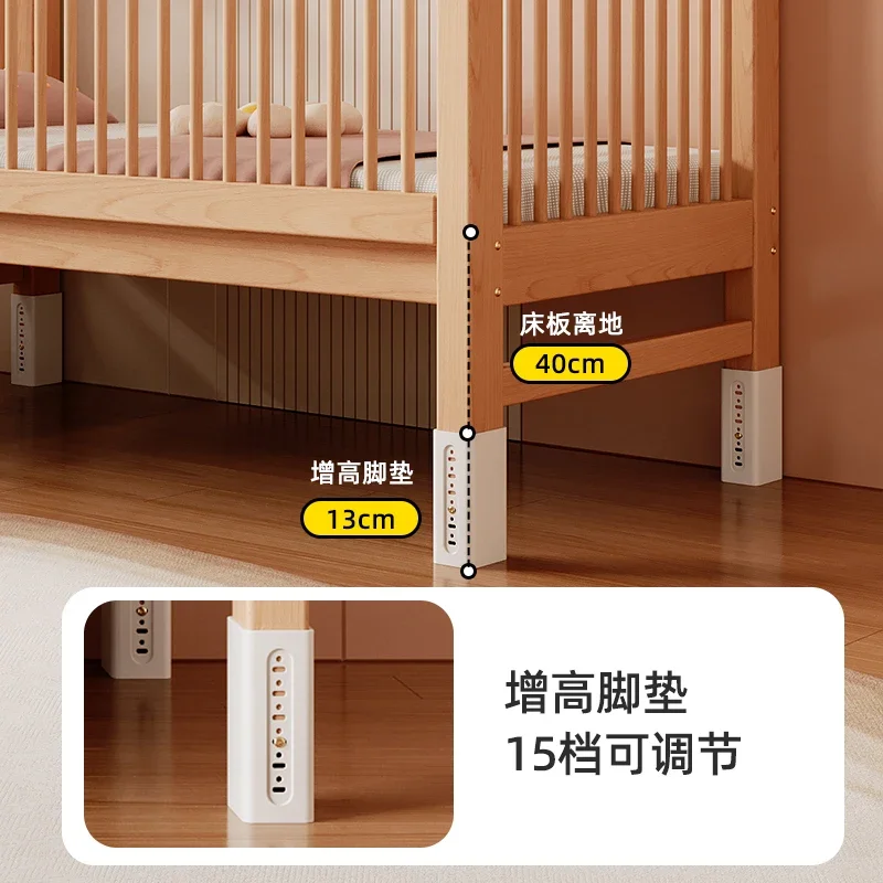 Beech baby splicing bed widened bed small bed splicing big be d artifact baby lifting children's be d flat bedside be d