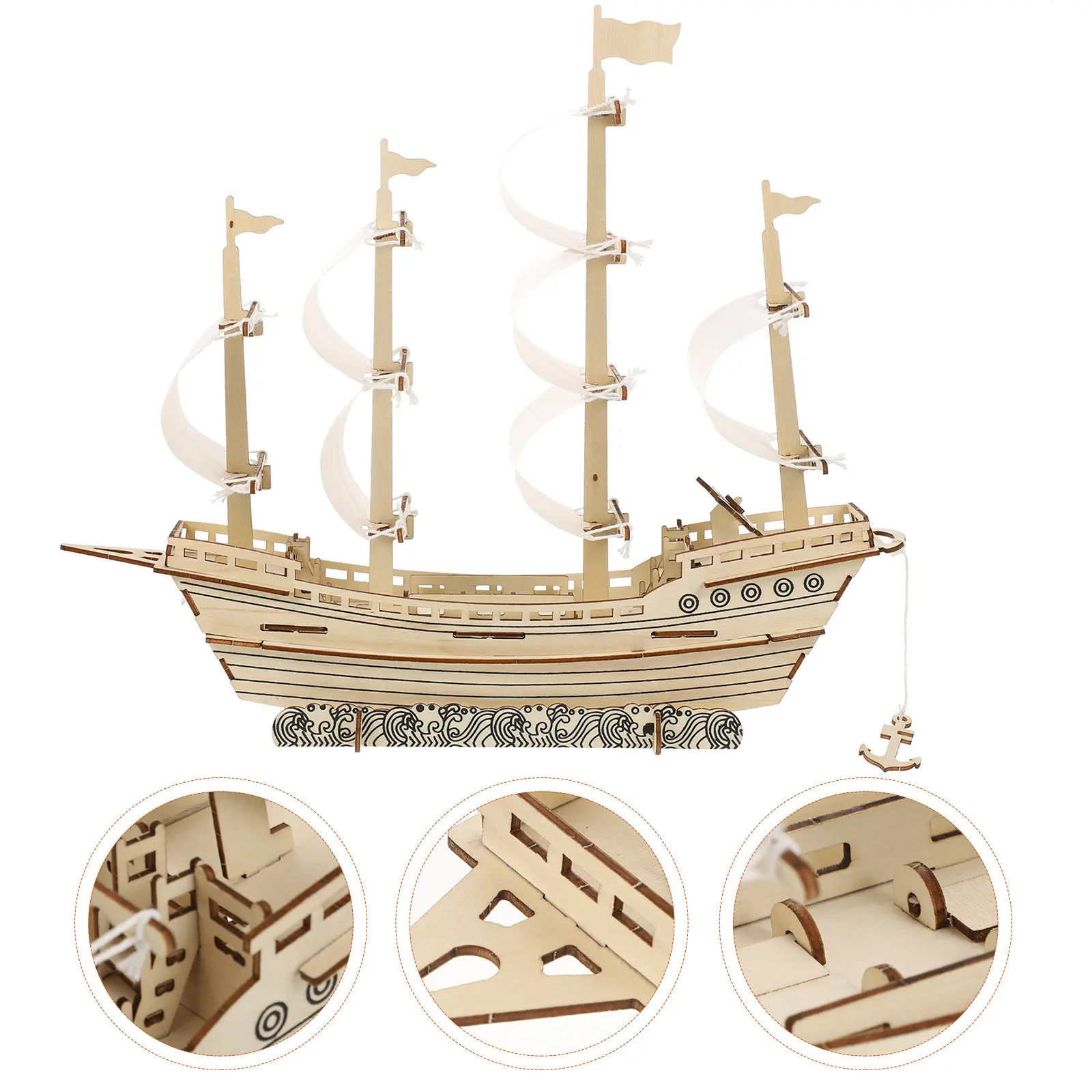 

1Set 3D Wooden Puzzle Lifelike Sailboat DIY Assembly Kit Creative Sailboat Decor Educational Hand Skill Gift 3D Wooden Puzzles