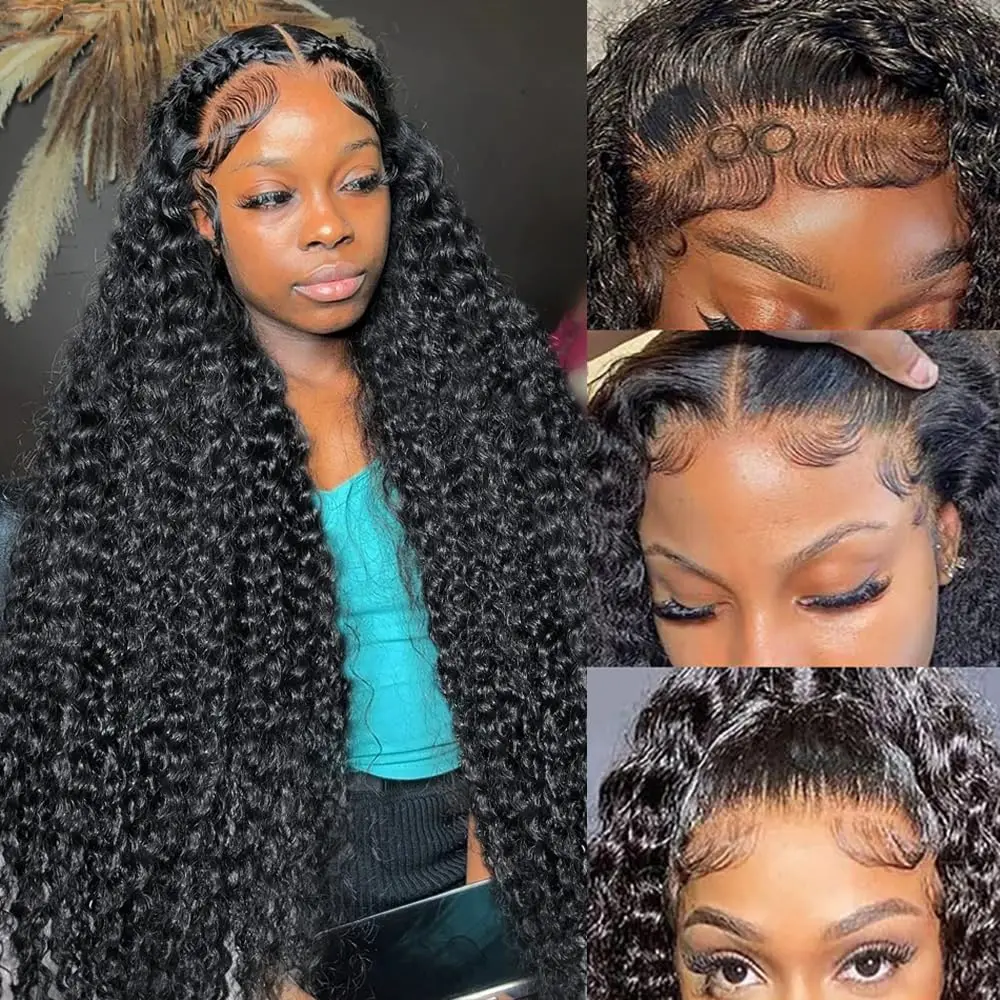 

250 Плотность 36 дюймов 13x6 Кудрявые вьющиеся кружевные фронтальные парики Человеческие волосы Вьющиеся парики 360 Волна воды 13x4 Парик фронта шнурка для чернокожих женщин