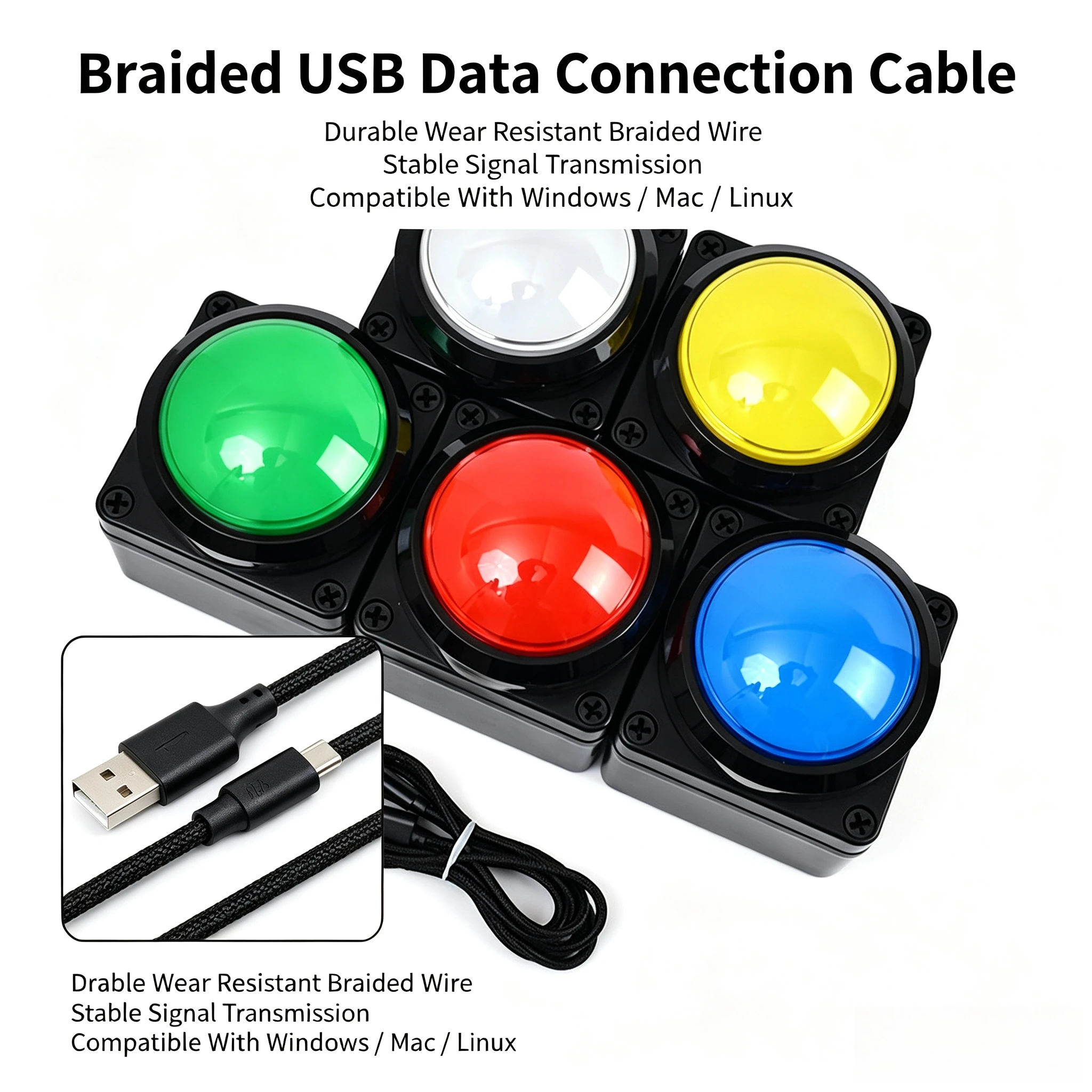 Custom 100mm USB Big Button Switch Remote Buzzer Shortcut Keyboard For Lottery Game And PC Mouse Click Control