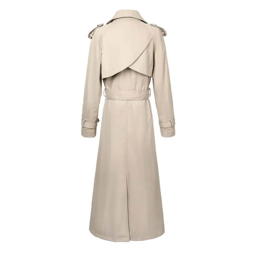 

Women's Double-Breasted Coat With Cuff Buttons Stand Collar Waist Belt Slim Fit Four Colors Available Straight From Factory