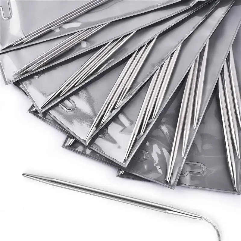 23.7cm Sweater Knitting Needle Stainless Steel Ring Needle Weaving Circular Knitting Needlework Kits DIY Knitted Tool 2-5mm Wide