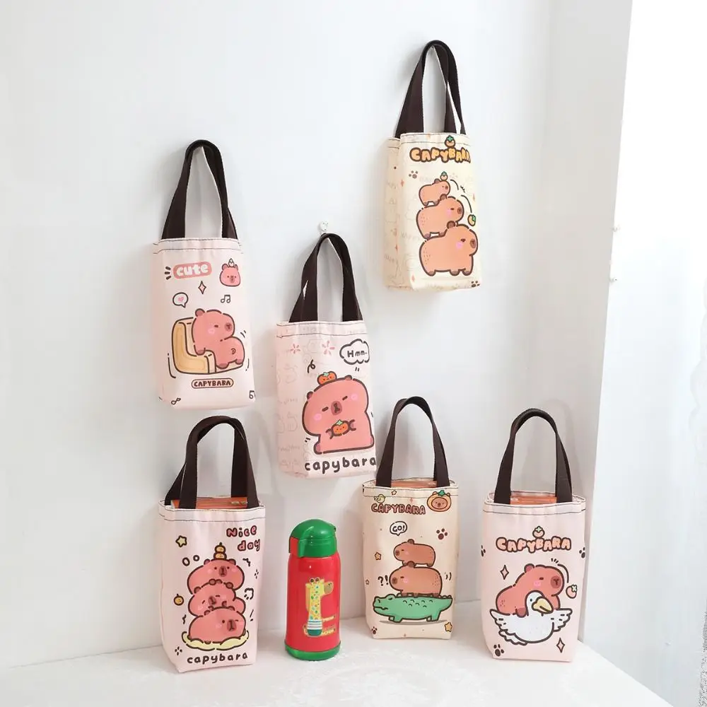 

Cute Handbag Capybara Canvas Bag Children Bag Messenger Bag Cartoon Water Cup Bag Water Cup Storage Bag Umbrella Storage Girls