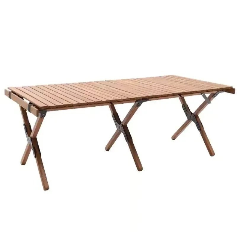 Portable Solid Wood Roll-Up Folding Chair Set Modern Outdoor Dining Table for Beach Picnics Camping Road Trips Iron Metal Gym