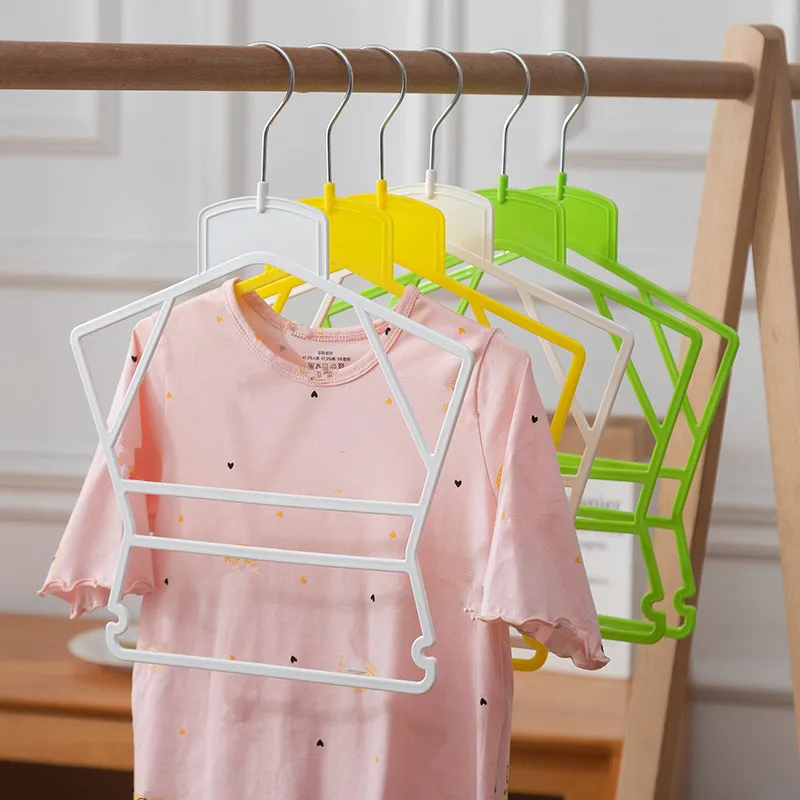 10PCS Kids Clothes Hangers Baby One Piece Hanger Outdoor Clothes Drying Rack Plastic Display Clothes Holder