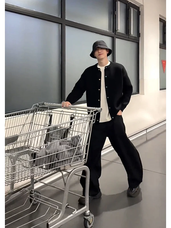 

Мужской вязаный кардиган Bla Turquoise с пуговицами, высококачественный, в корейском стиле, для ранней осени, дышащий, длинный, верхняя одежда