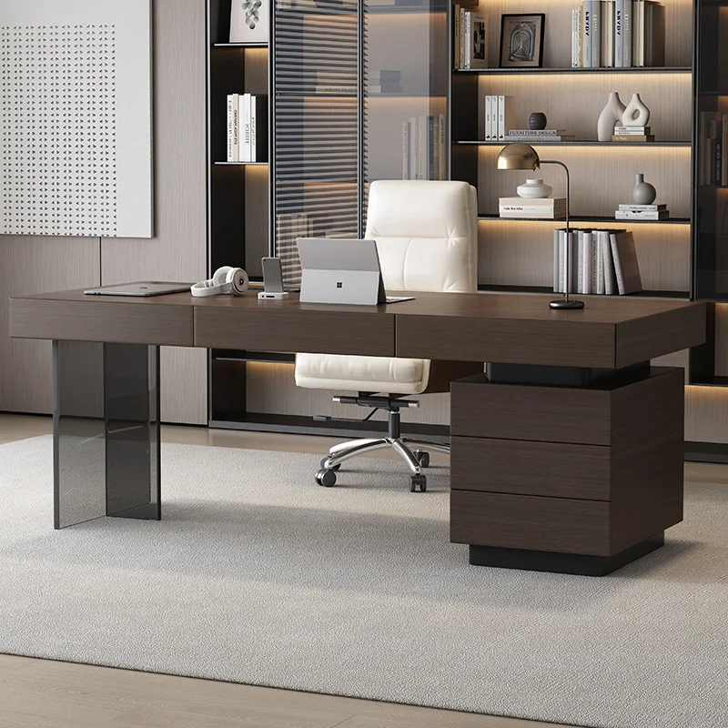 

Minimalist style solid wood home desk computer desk modern simple light luxury high-end acrylic suspended boss desk