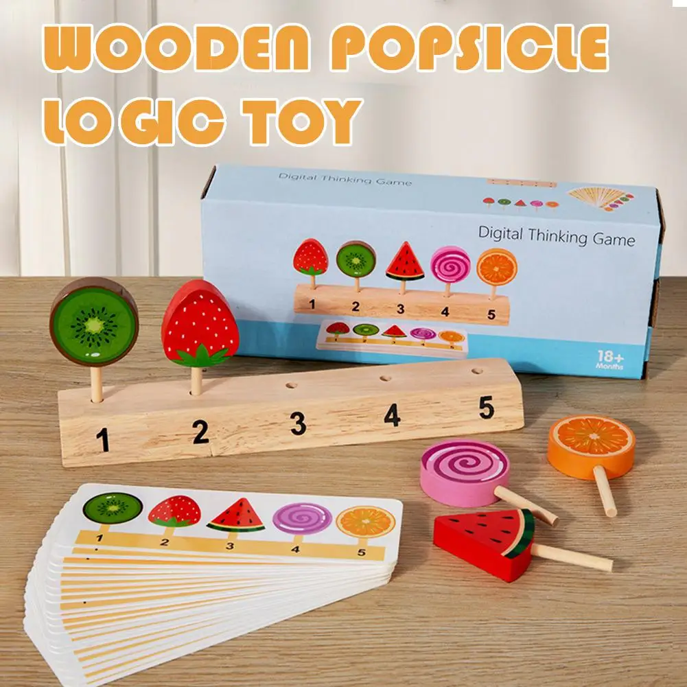 กระดานไม้จับคู่สีและรูปทรงสำหรับเด็ก พร้อมผลไม้ ลูกอม ไอศกรีม สำหรับฝึกการคิดเชิงตรรกะและเล่นบทบาทสมมติ