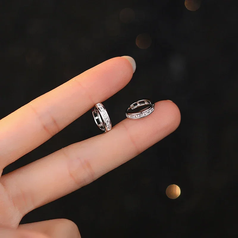 INZATT Trendy Real 999 Sterling Silver Zircon Round Hoop Earrings For Women Classic Fine Jewelry Minimalist Accessories - Image 4