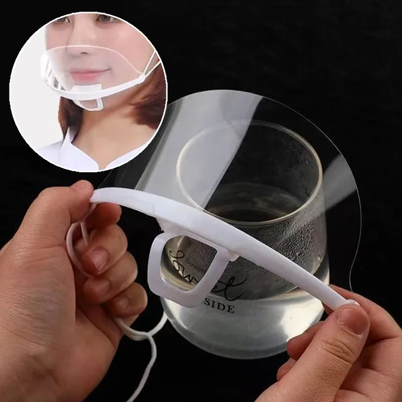 20PCS Clear Plastic Catering Mask Hotel Beauty Chef Waiter Protective Masking Reusable Visible Splash Proof Masks Healthy Tools