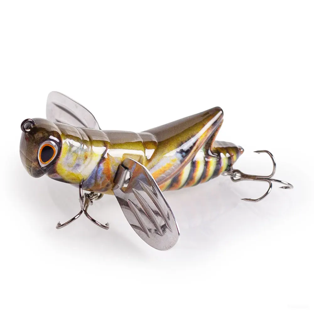 

Hanlin 7.5cm/12.5g Topwater Lnsect Fishing Lures Locusts Baits Artificial Steel Wings Wobbler Bait Floating Bass Pike Tackle