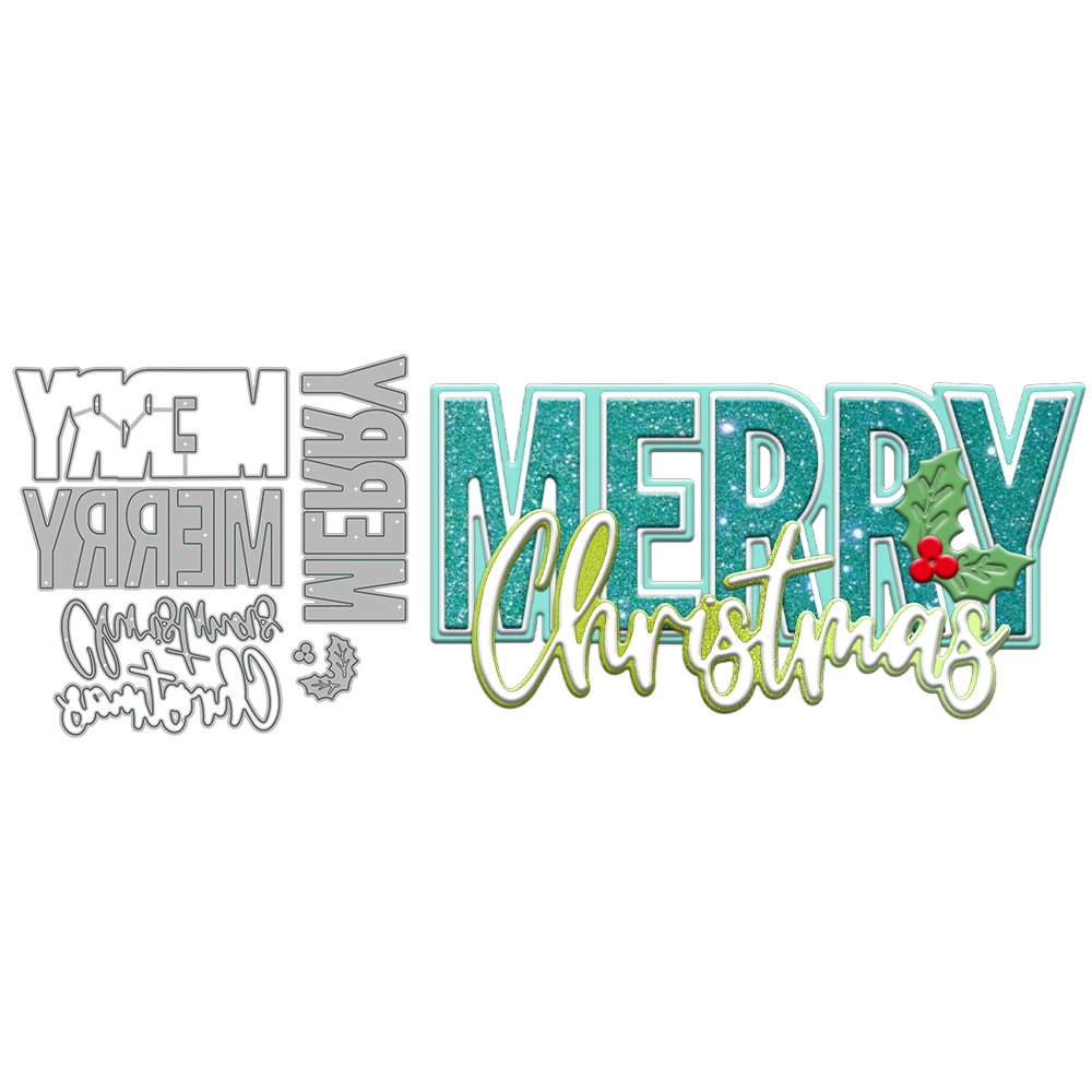 MangoCraft Universal Merry Christmas Cutting Dies DIY Scrapbooking Supplies Metal Dies Knife Mold For Card Making Albums Decor