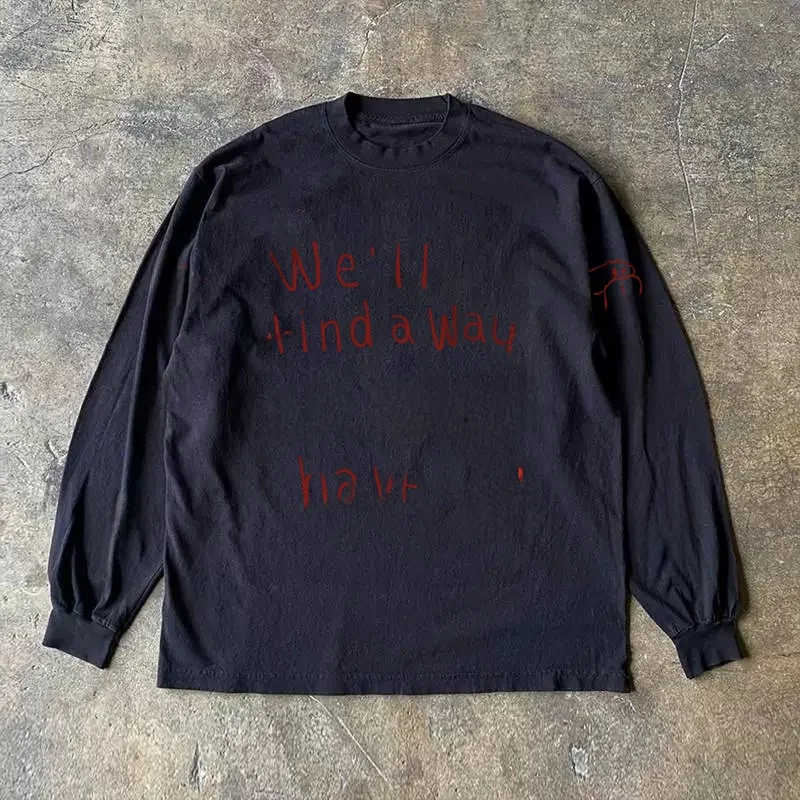 Heavyweight 310gsm Pure Cotton Long Sleeve T-Shirt American Retro Style Oversize Streetwear Versatile Comfortable round Neck Top