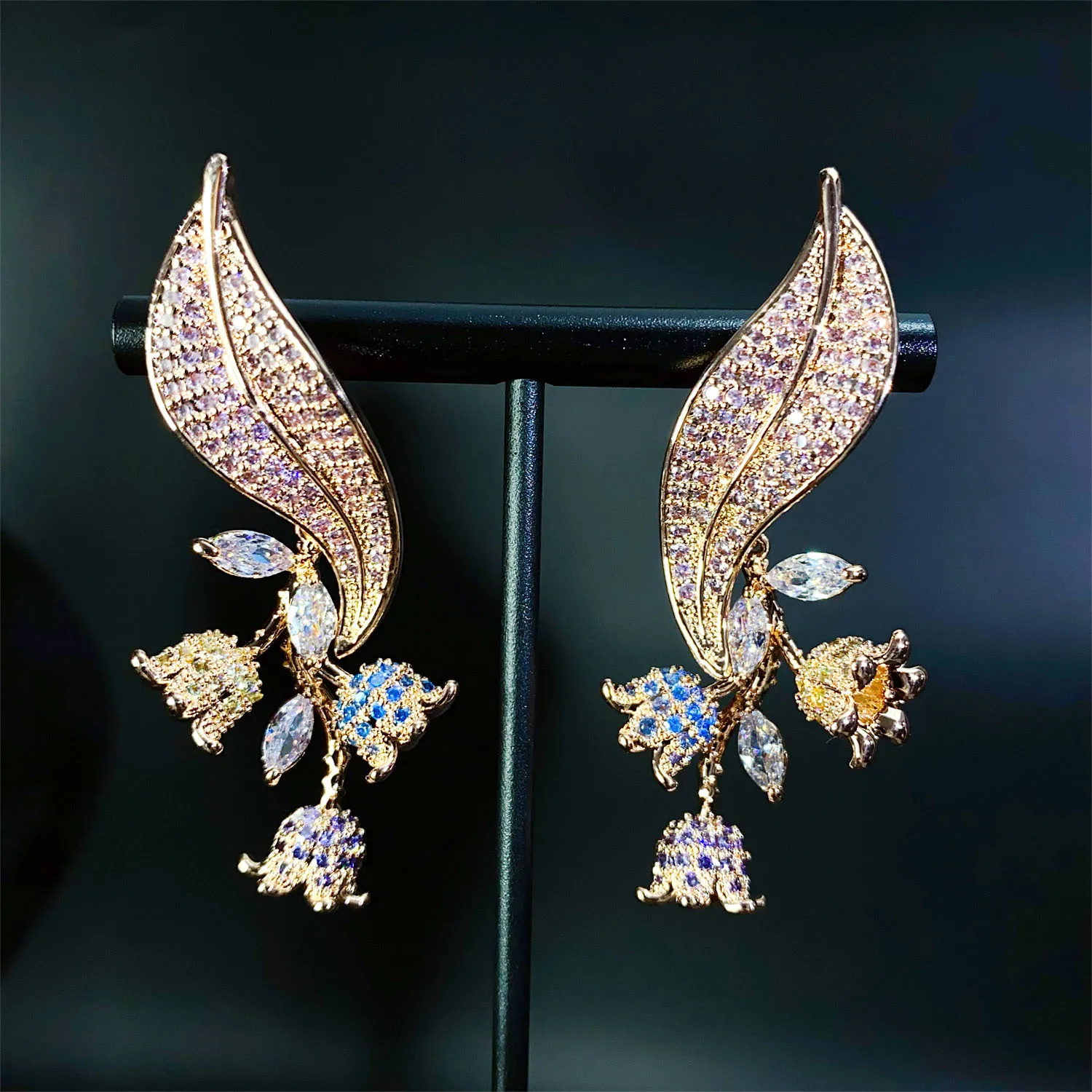 New Long Leaf Fashion Luxury Flower Earrings Personalised Beautiful Ladies Jewellery Set Summer Travel Evening Prom Event E88