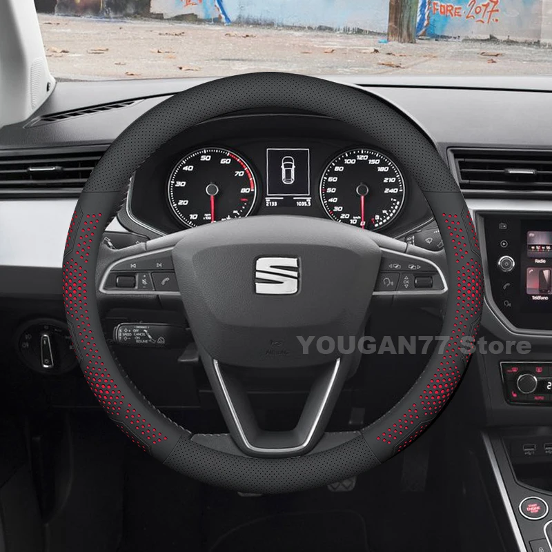 

Car Steering Wheel Cover For Seat Ibiza 2013-2022 2023 2024 2025 Non-slip Leather Auto Steering Wheel Seat Ibiza Accessories