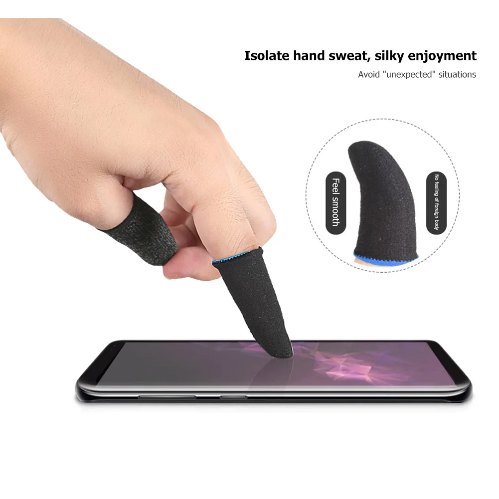 زوج واحد من غطاء الإصبع الذي يعمل باللمس بدون خياطة ومضاد للعرق وأكمام إصبع قابلة للتنفس للعبة الهاتف لـ League of Legend PUBG