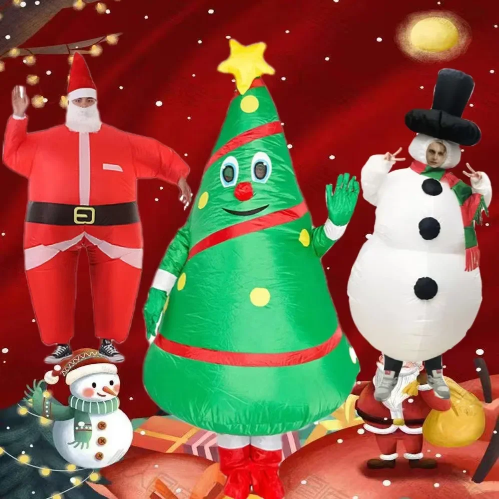 

New Adult Christmas Inflatable Toys Christmas Tree Gingerbread Inflatable Cosplay Costumes Funny Santa Claus Party Toys