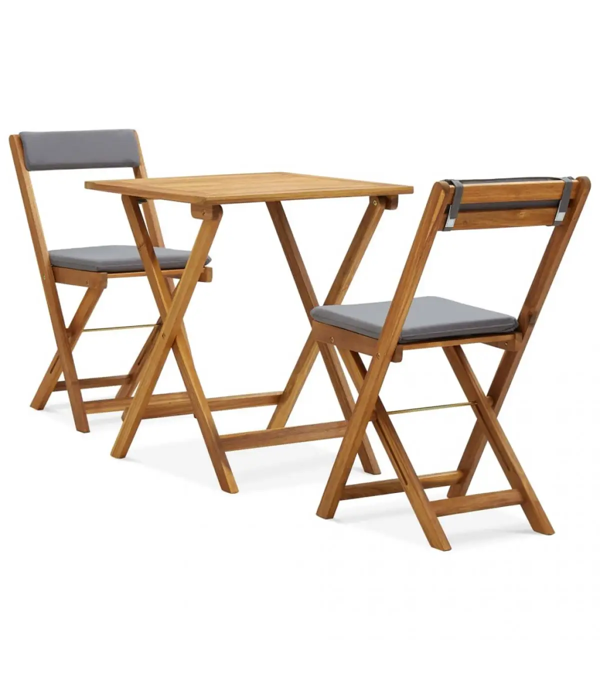 3 PCs folding bistro table and chairs garden sets and solid wood cushions