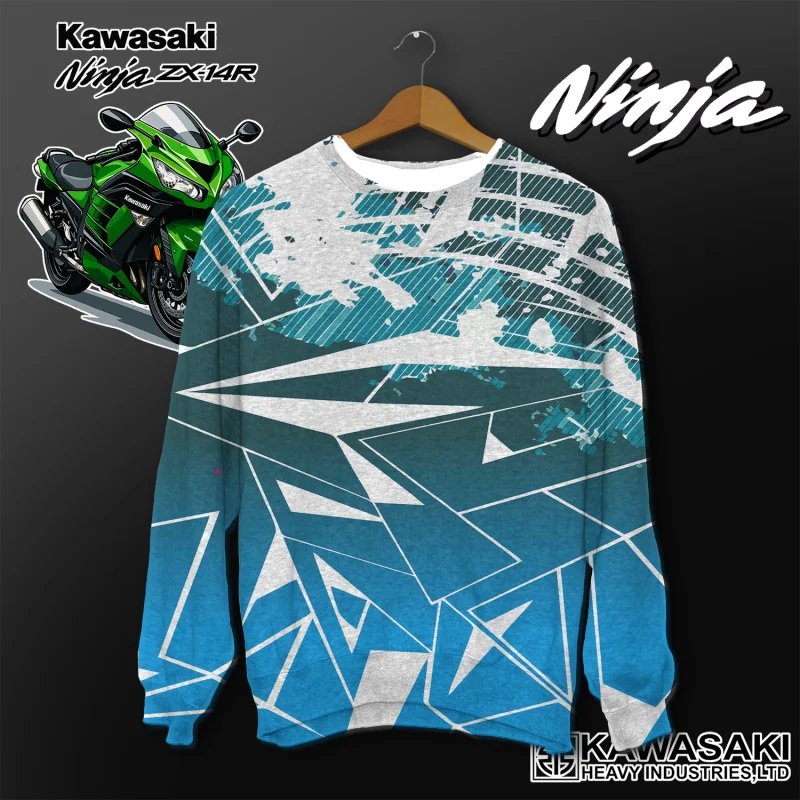 كاواساكي دراجة نارية سباق فريق الرجال تي شيرت طويل الأكمام ربيع الخريف بلايز الشارع الكتابة على الجدران الملابس العصرية نمط ريت #4