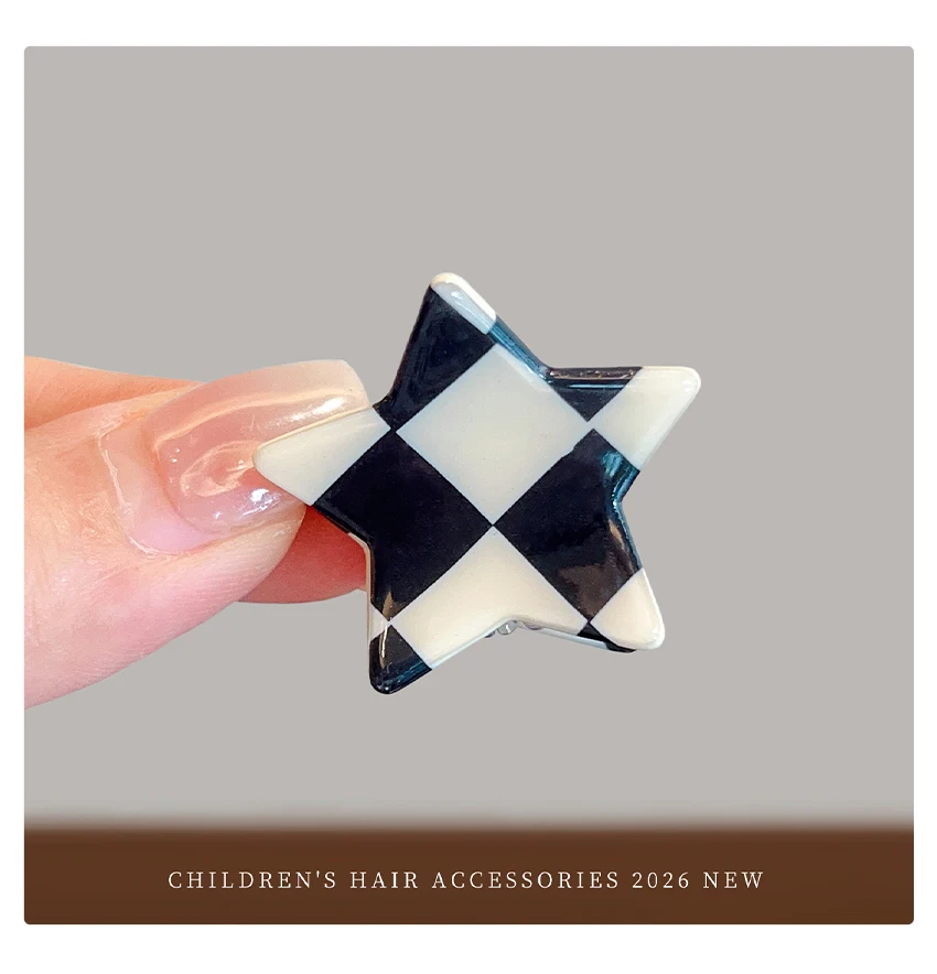 Niedliche Mini-Haarklammern in Schwarz-Weiß für Mädchen, Frauen und Kinder, in Form von Herz, Stern, Quadrat, Blume und Bär, kleine Haarspangen, Haar-Accessoire-Set – Detail 8