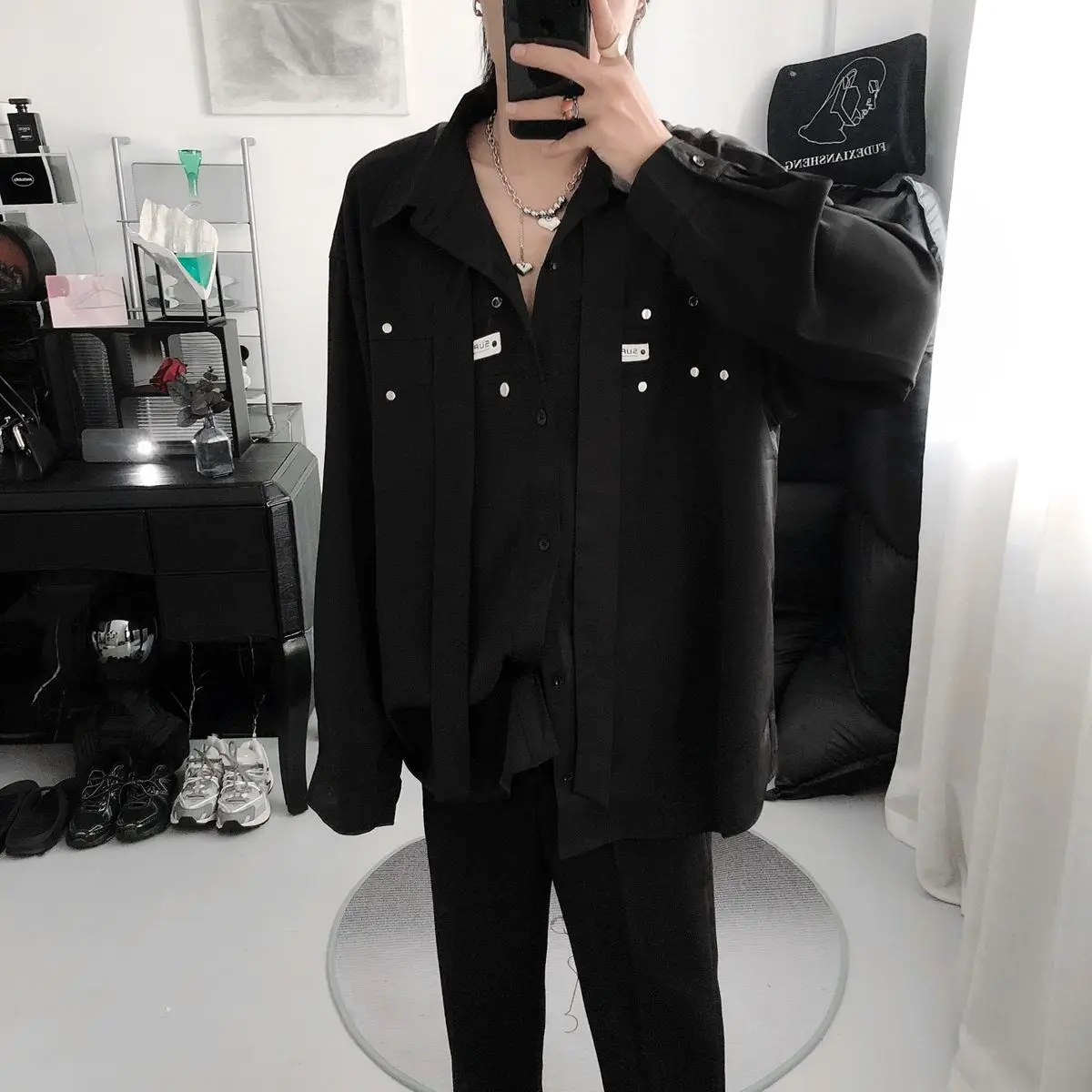 

2025 Spring New Simple Solid Color Versatile Men Shirt Fashion Casual Cardigan