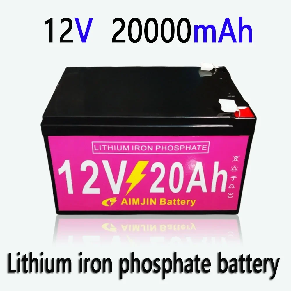 AIMJIN 12V 20Ah LiFePO4 Battery Built-in BMS Lithium Iron Phosphate Battery for Solar Panel Kits, Pushchairs, Motorhomes, Boats