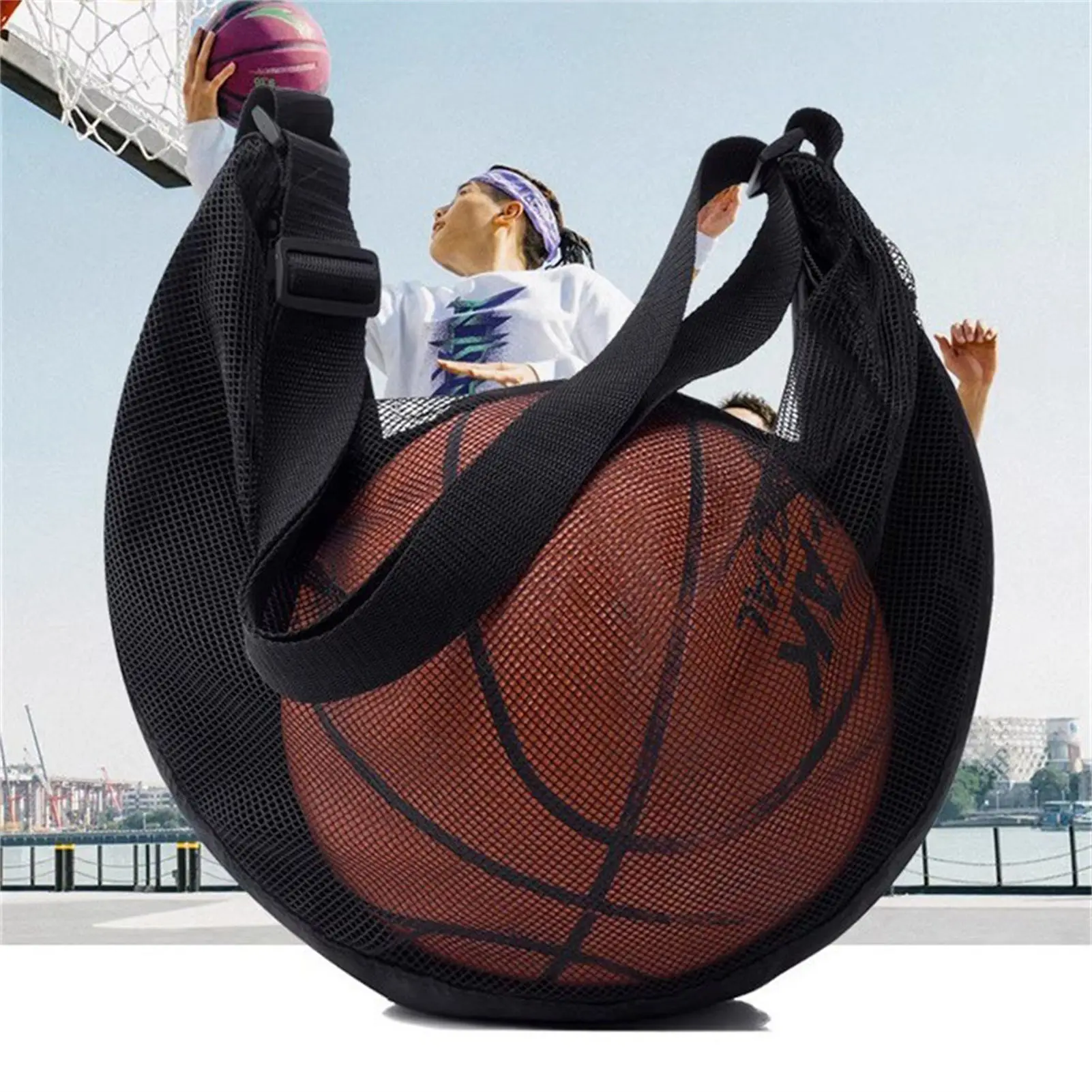 Sports Sling Bag For Basketball Football Volleyball Storage Durable Training Backpack With Zipper