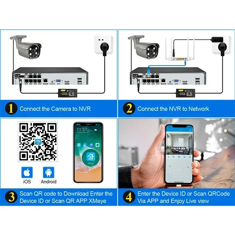 TinoSec Poe NR kit sistema di sicurezza domestica 8 canali 5MP HDD telecamere di sorveglianza