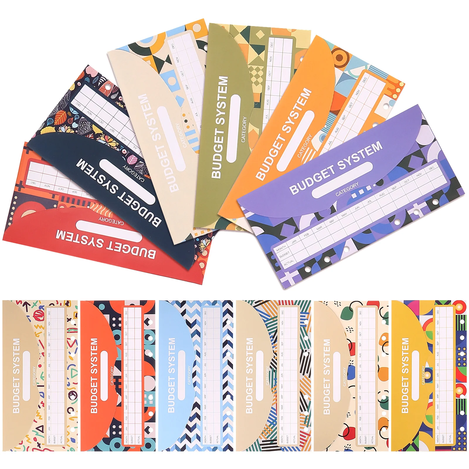 12 Pcs Budget Card Pattern with Hole Cash Plan Consumption Envelope Envelopes Money Paper Holder for Decorative Record