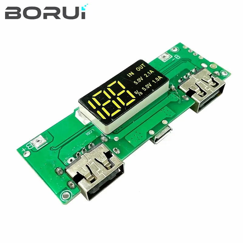 LED Dual USB 5V 2.4A Micro/Type-C USB Mobile Power Bank 18650 Charging Module Lithium Battery Charger Board Circuit Protection