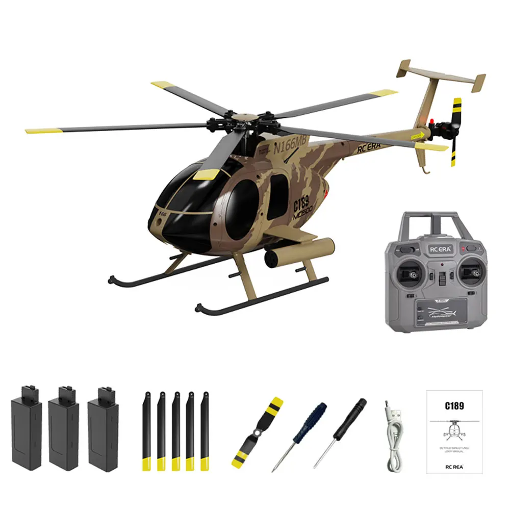 RC ERA C189 MD500 2.4G 4CH UAV 1:28 Altura fixa Helicóptero RC Flybarless de lâmina única RTF com localização de fluxo óptico