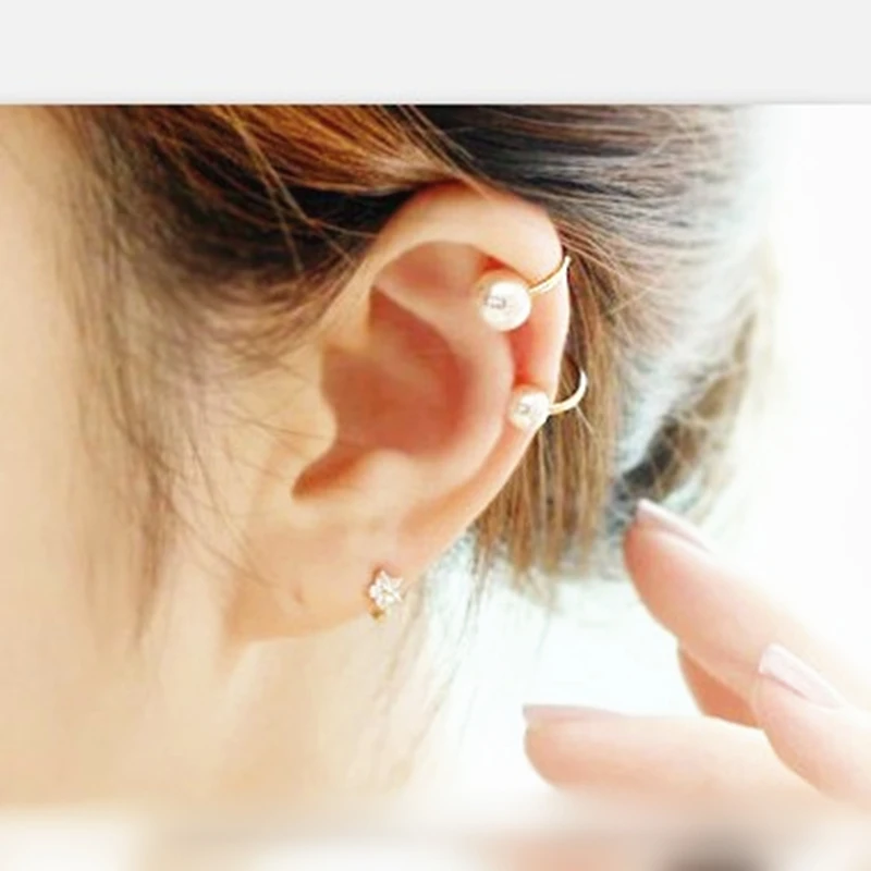 Fashion Korea Imitation Pearl Ear Bones  Earrings Invisible U  Earrings Non Pierced Ear  Girls Birthday Gift