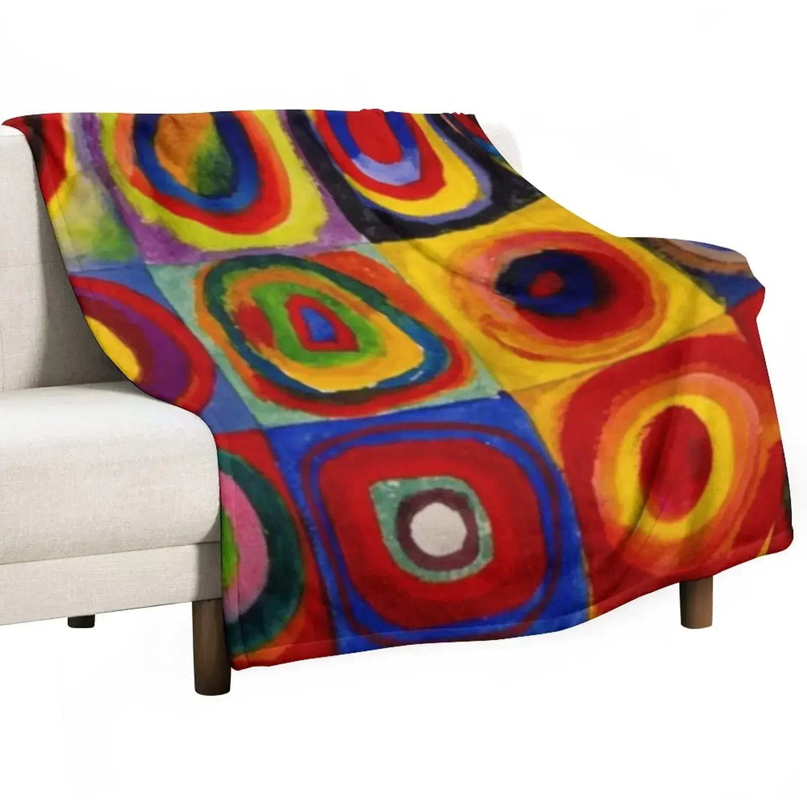 Kandinsky - Squares with Concentric Circles | Kandinsky Color Study Throw Blanket Weighted Cute Plaid Blankets