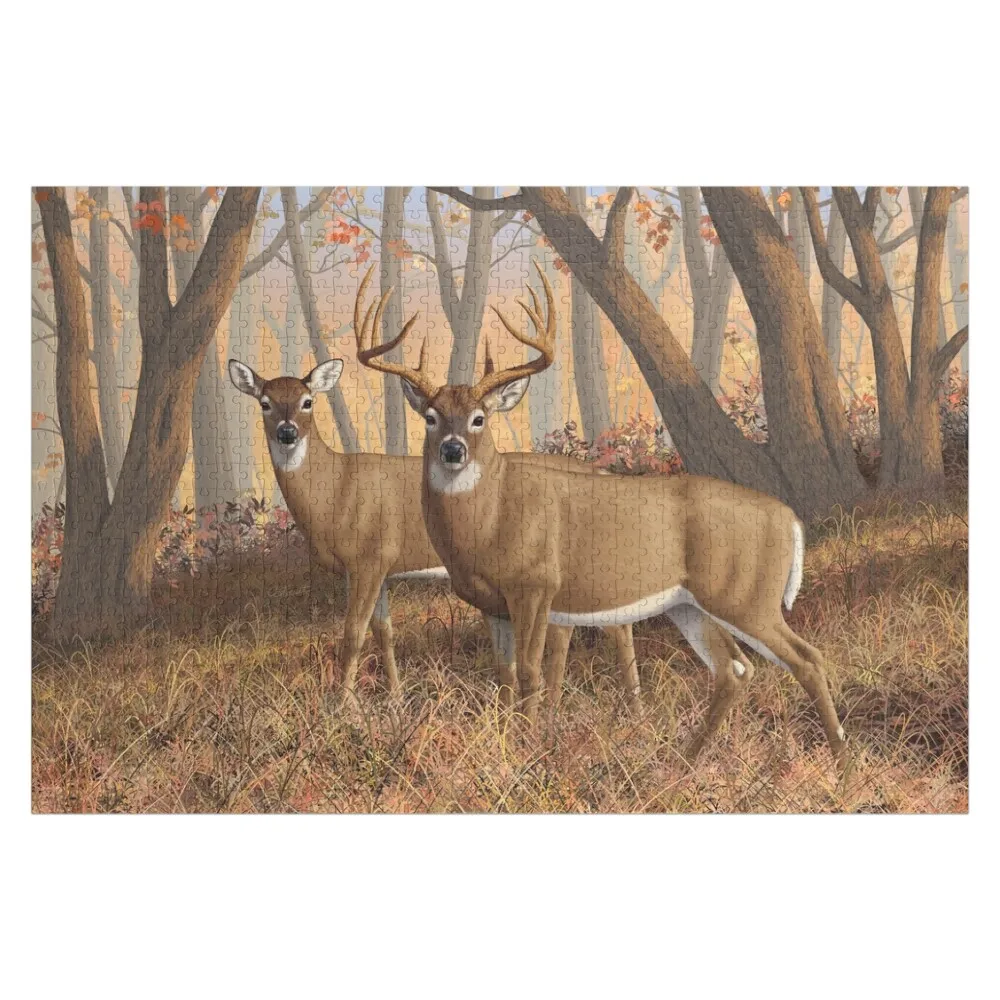 

Whitetail Deer Monster Buck and Doe Jigsaw Puzzle Wood Animals Iq Baby Wooden Personalized Puzzle