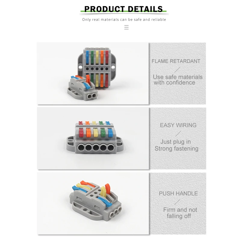 Quick Butt Lever Crimp Terminals Wire Connectors 2-12 Way With fixing holes push-in Universal compact Electrical Terminal Block