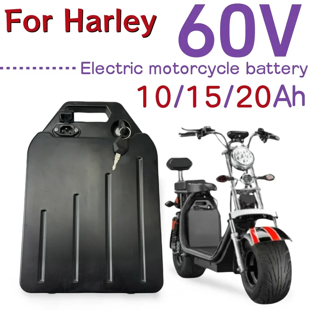 Waterproof 60V Lithium Battery 10/15/20Ah for Harley Citycoco 2000W Electric Scooter Motorcycle Replacement Battery