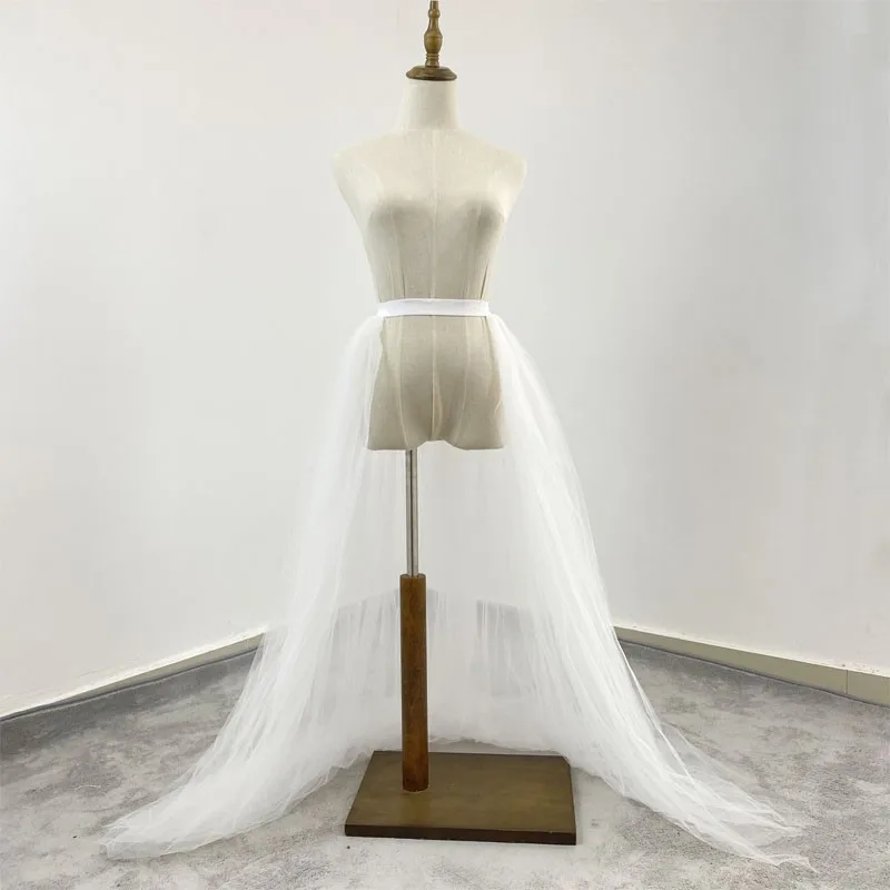 Immagine 5: Gonna elegante rimovibile a vita alta Hoopless 3 strati 110cm lungo Tulle Tutu gonne staccabili accessorio per abito da sera da sposa