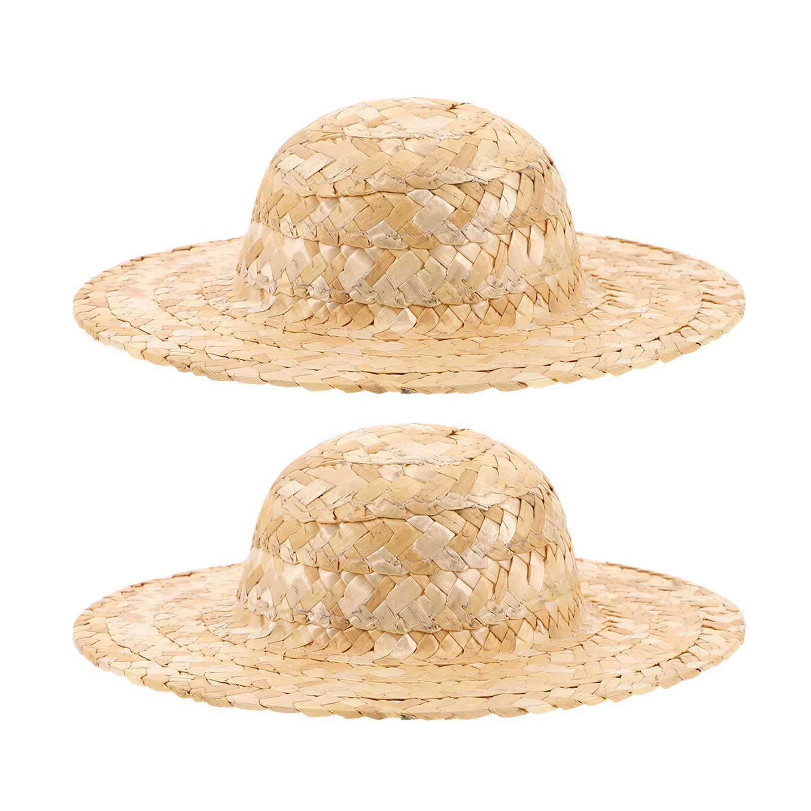 2Pcs Miniature Straw Hats Small Mexican Hat Style for DIY Crafts Dollhouse Decoration Creative Party Accessories