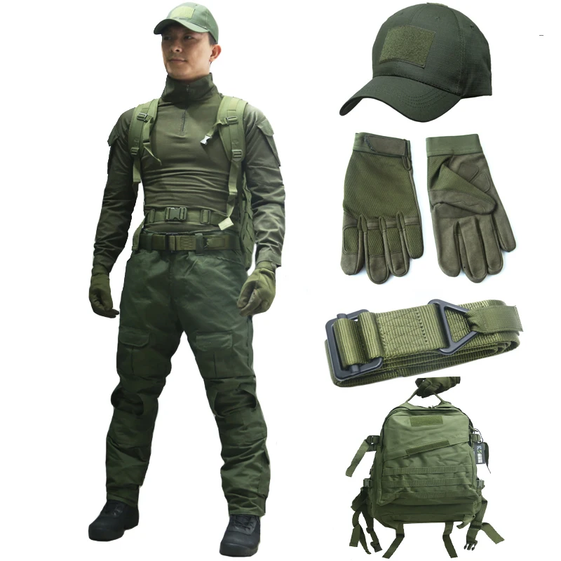 

Outdoor tactical suit with jacket pants gloves hat belt backpack Airsoft paintball equipment hunting camouflage combat uniform