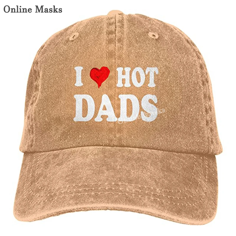 I Love Hot Dads I Heart Hot Dads Love Hot Dads Hat Baseball Cap Adjustable Washable Cowboy Hat Denim Cap for Man Woman