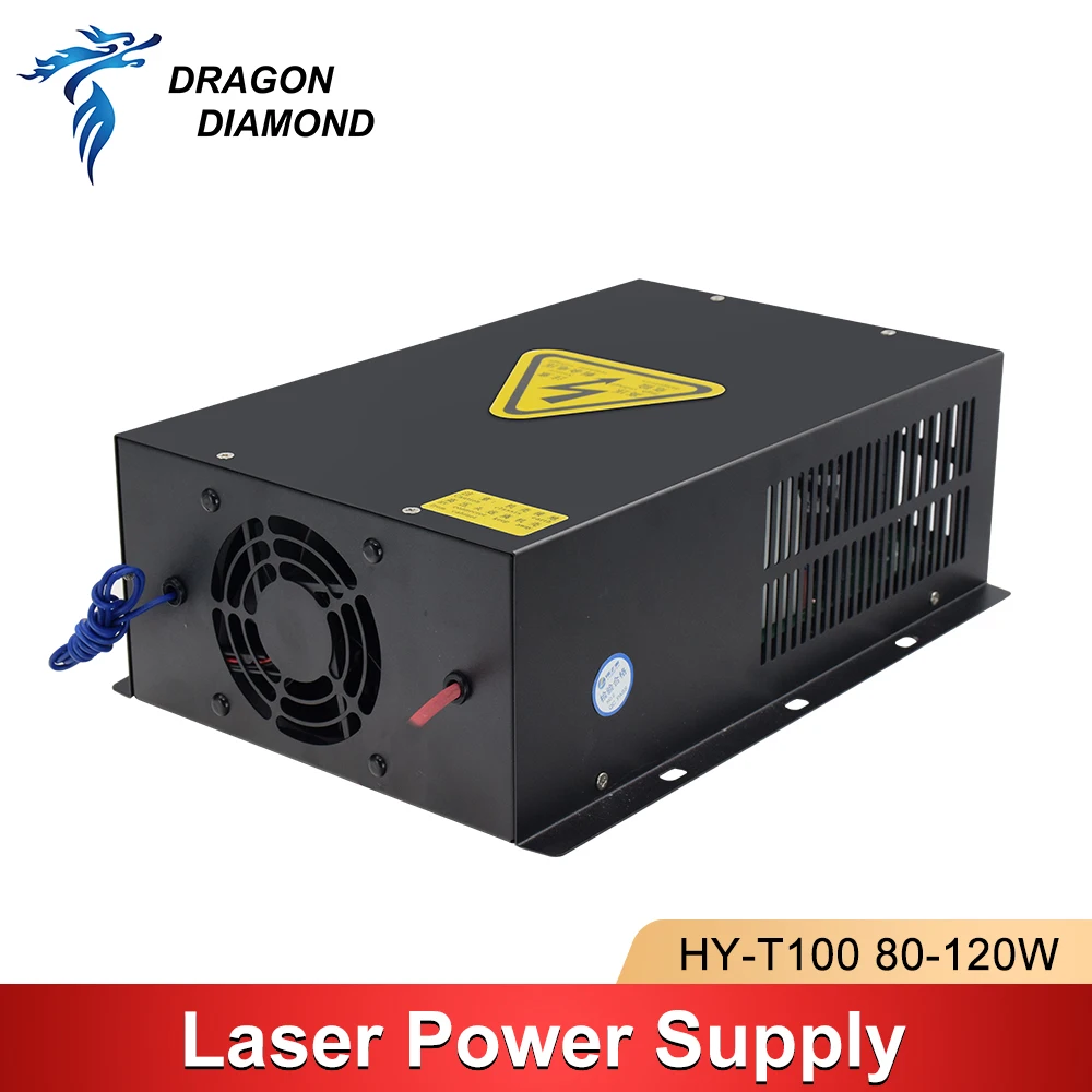 80-100W zasilacz do CO2 rura laserowa maszyna do grawerowania źródło 110V 220V HY T100 marka smok diament bardzo silny