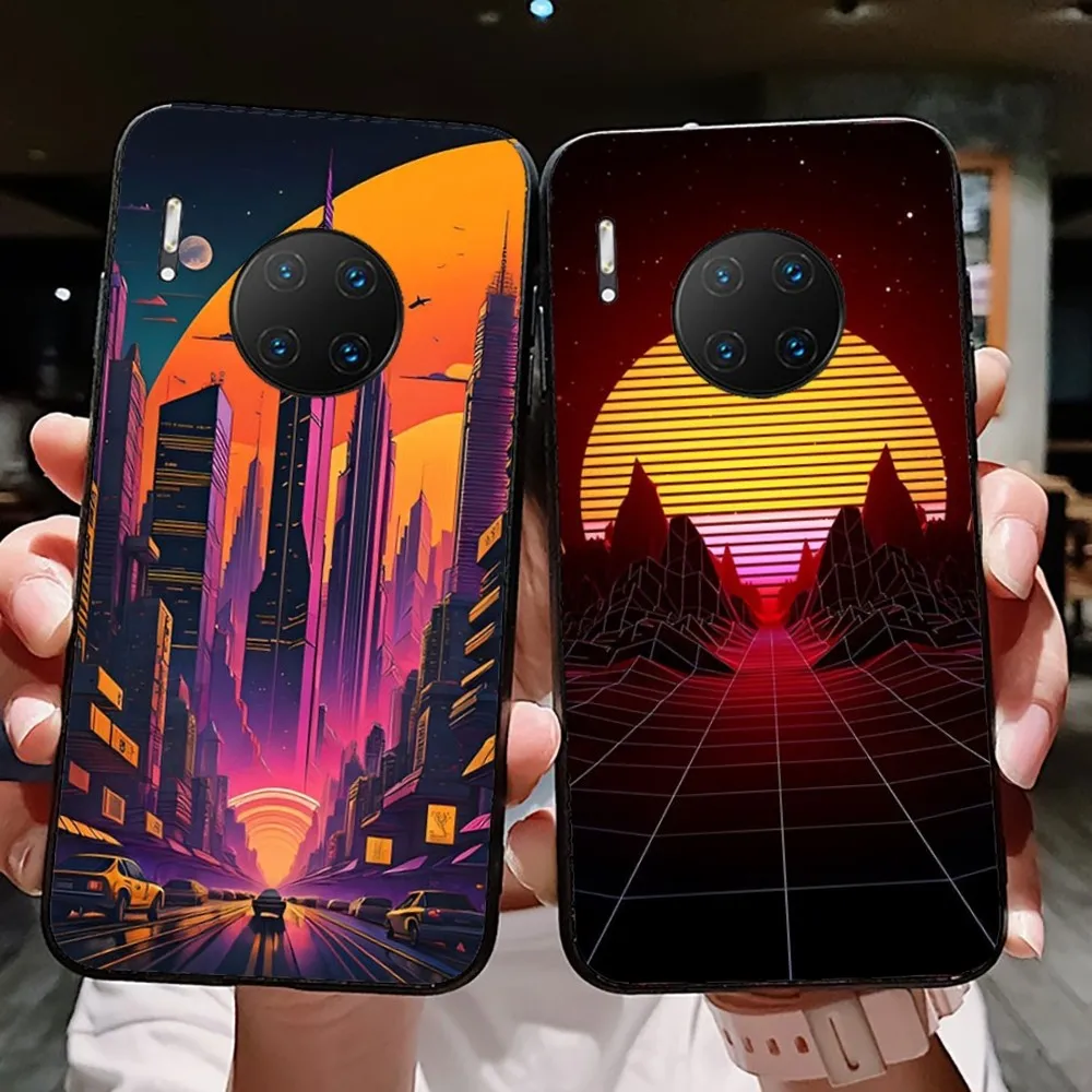 Synthwave Retro 80s Neon colorful Phone Case For Huawei Mate 10 20 30 40 50 lite pro Nova 3 3i 5 6 SE 7 pro 7SE