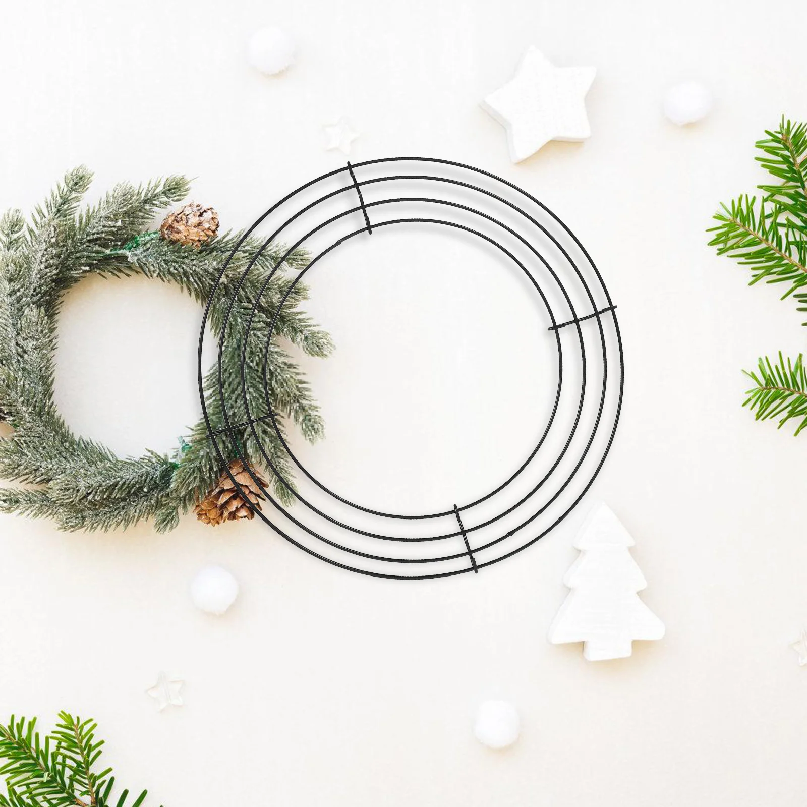 

1pc Iron Frame Round Metal Hoop For Diy Christmas Wreath Decor Holiday Craft Accessory Wreath Supply Party Decoration