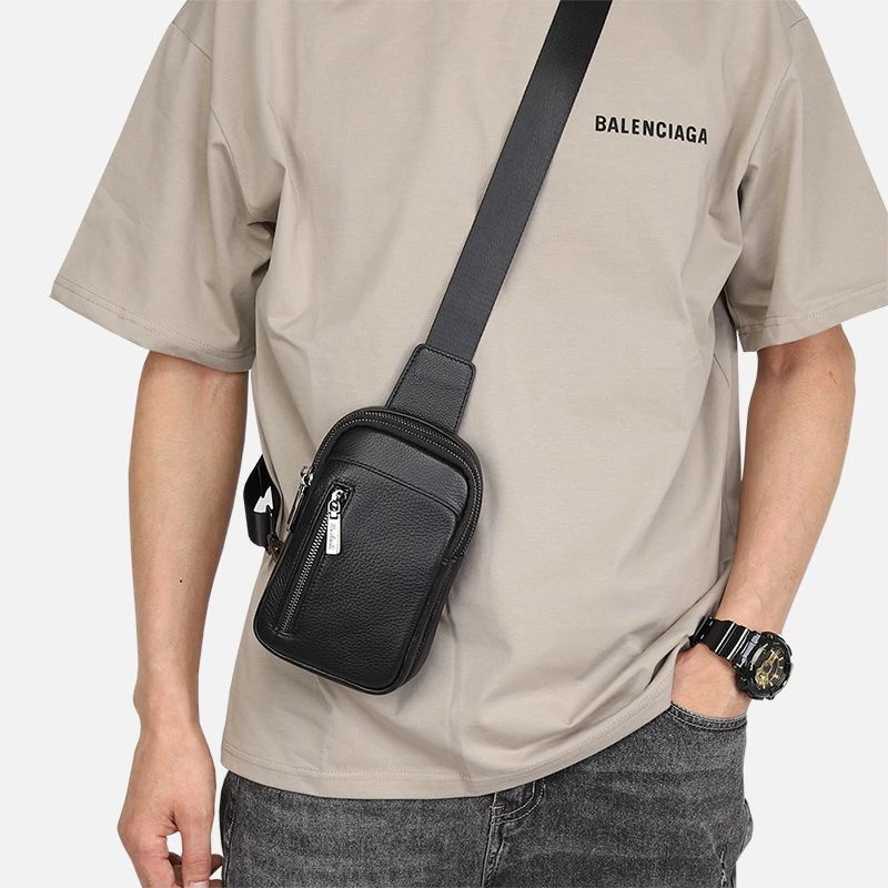 

Новинка 2025, мужская модная кожаная нагрудная сумка, простая водонепроницаемая многофункциональная косая повседневная сумка на одно плечо
